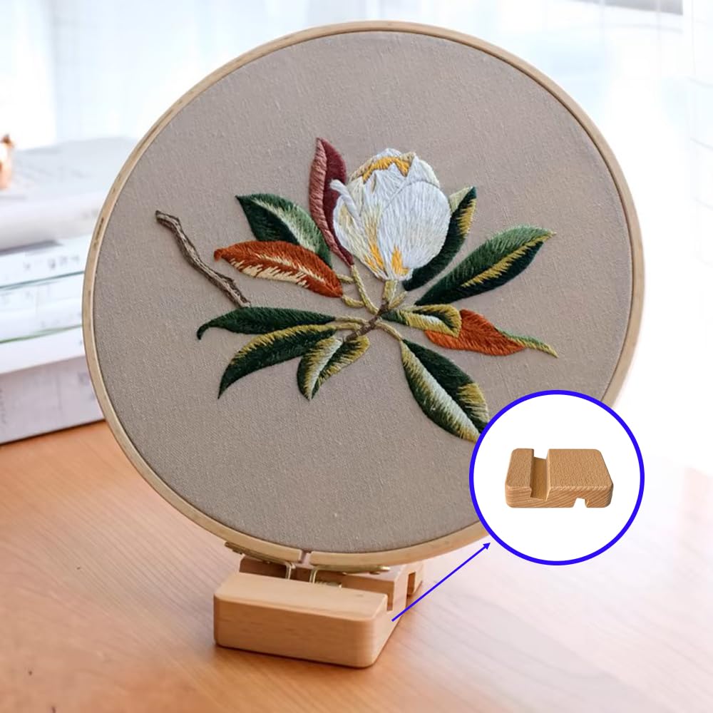 6 Pcs Wooden Embroidery Hoop Base, Cross Stitch Holder for Embroidery Display Stand