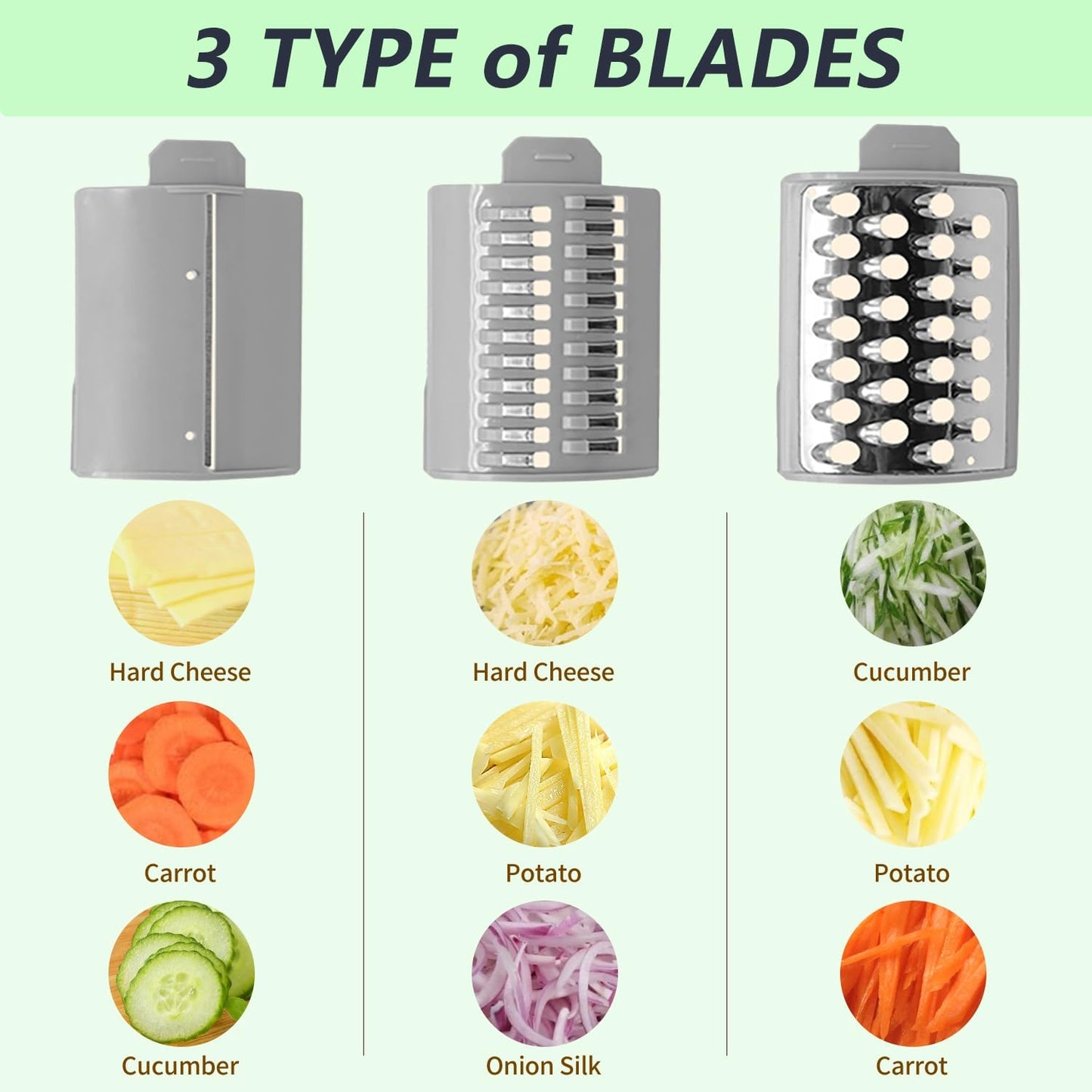 Electric Cheese Grater, Salad Maker Shooter, Vegetable Fruit Slicer for Home Kitchen Use, Green, CY-661