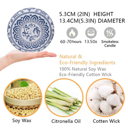 Citronella Candles Outdoor, Large 3 Packs 13.5oz 3 Wicks Soy Wax Candles, up to 225 Hours for Garden, Backyard, Patio, Yard, Balcony, Camping, Indoor