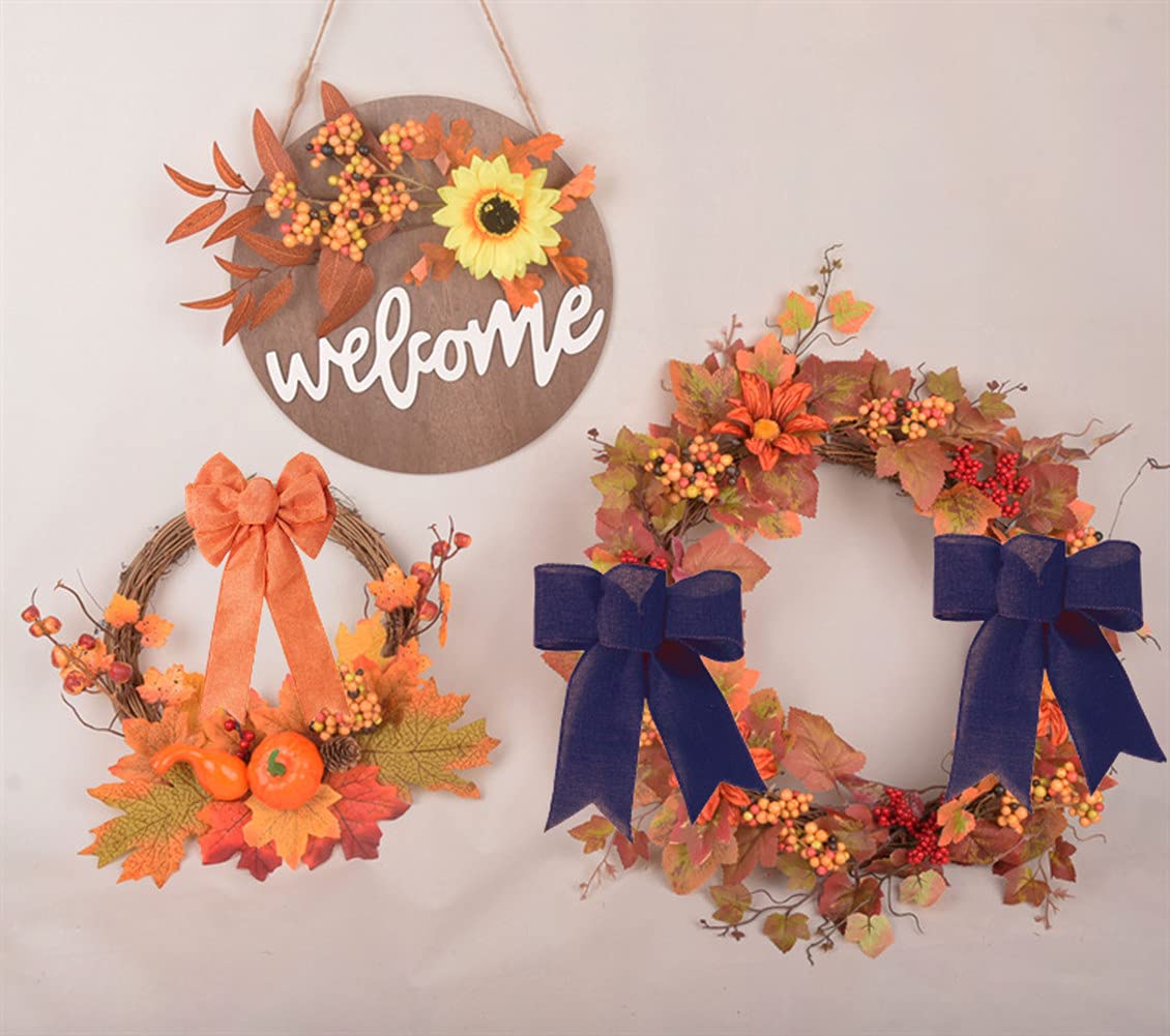 2 Rolls Burlap Ribbon Set, 21.87 Yards 2 inch Wide Burlap Weave Ribbon for Craft Wreaths Wrapping Bows Christmas Tree (Orange+Natural+Jute Twine)
