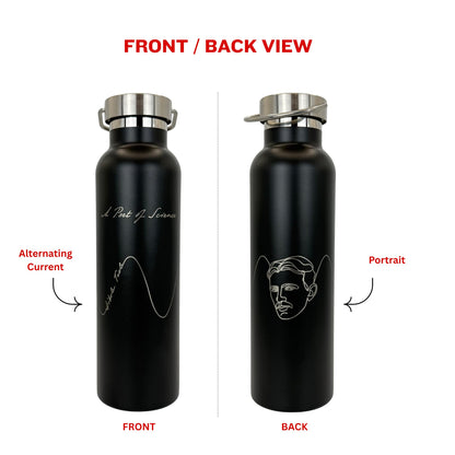Nikola Tesla Inspired Insulated Water Bottle - 20oz Stainless Steel, Double-walled Insulation, Leak-proof | Science Gift, Engineer Gift, STEM Gift, Physics Gift, Teacher Gift (Alternating Current)