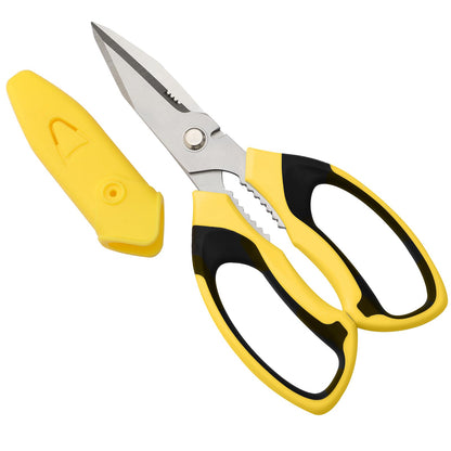 BoFuYuan Utility Scissors Heavy Duty: 8-Inch sharp Scissors All Purpose heavy duty, Serrated Blades Cut Carpet, Cardboard, Wire, Leather, Fabric, Multipurpose Shears for Kitchen, Garden, Office, Craft
