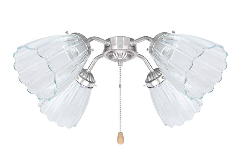 Aspen Creative 23056-4A Contemporary Clear Ceiling Fan Glass Shade.2-1/8"Fitter.Size:3-7/8"D x 4-7/8"H.4Pcs/Pack