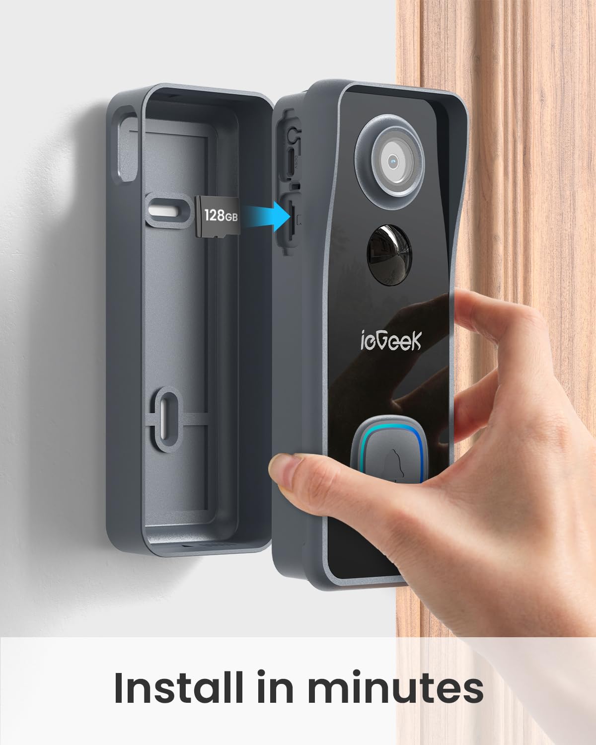 ieGeek Doorbell Camera Wireless No Subscription - Wireless Video Doorbell with Chime, Doorbell with Camera 1080P, Voice Changer, 2-Way Audio, PIR Motion Detection, Only 2.4Ghz WiFi, Works with Alexa