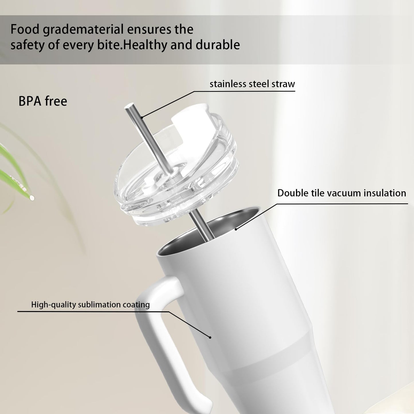 ZREGGUR 1pcs 20oz Sublimation Tumbler with Handle,Stainless Steel Tumbler with Lid and Straw &Brush Double Wall Vacuum Reusable Sports Water Bottle with Handle Travel Coffee Mug