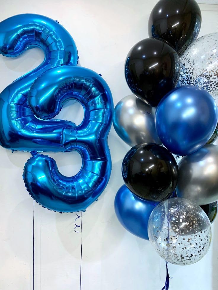 Metallic Blue Number 3 Balloon - 40 Inch 3rd Birthday Celebration Decor for Kids & Adults