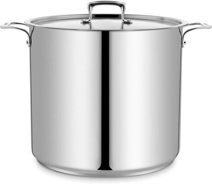 Stainless Steel Stockpot by [Brand Name] - 24 Quart Durable Design with Impact-Bonded Base & Riveted Handles