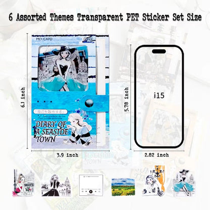 Dwpetzo 240 Pieces Aesthetic Scrapbook Sticker Set, Assorted Landscape Romantic Encounter Scenes PET People Stickers for Journaling, Scrapbooking, Junk Journal Supplies, Collage, DIY Crafts Arts