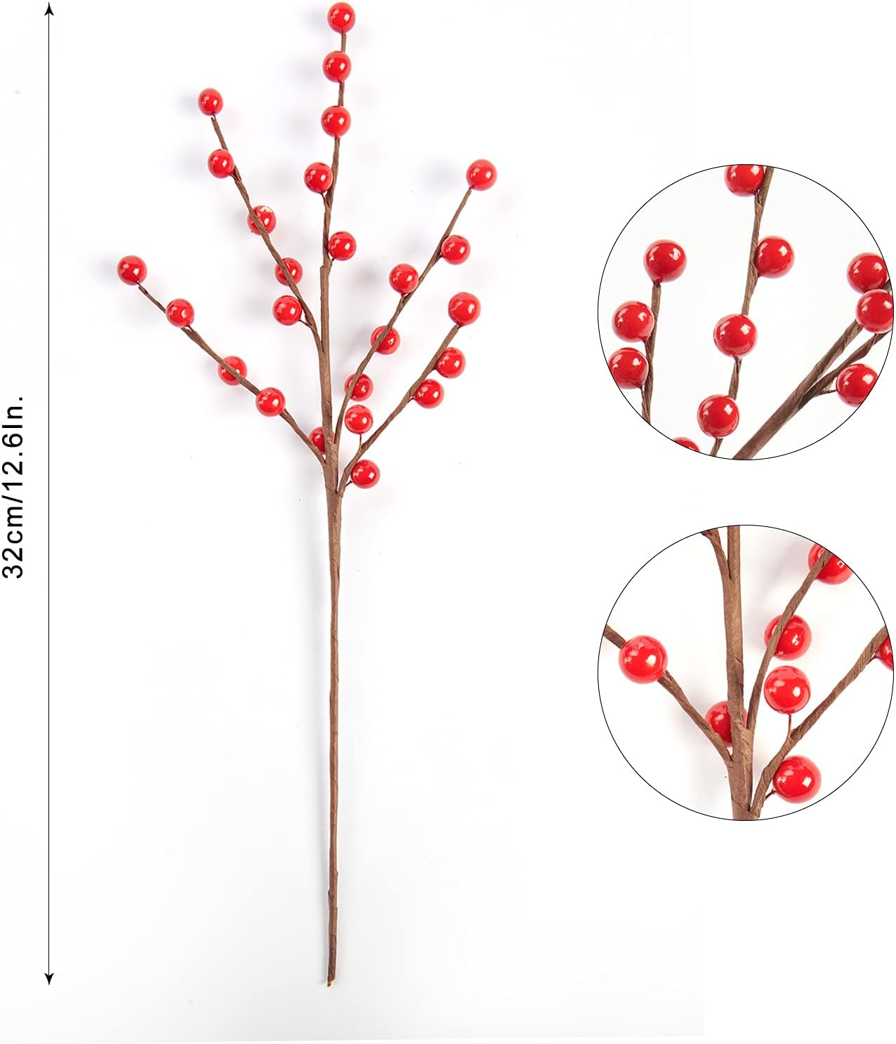 12 Pack 12.6'' Joyhalo Berry Stems - Holly Berry Stems for Christmas Tree Filler Branches, Red Berries Christmas Decor
