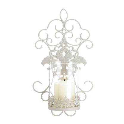 Accent Plus 57073471 Romantic LACE Candle Sconce, White