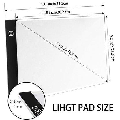 A4 Light Pad for Diamond Painting - Sponake Light Board Tracing with 3 Level Brightness Apply to Full Drill & Partial Drill 5D Diamonds Art - Craft, Sketching, Animation,Weeding Vinyl