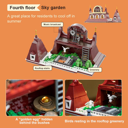 PANTASY European Bakery Building Kit-Landmark Construction Set for Adults & Teens, Featuring a Bakery, Gym, Living Quarters, and Sky Garden