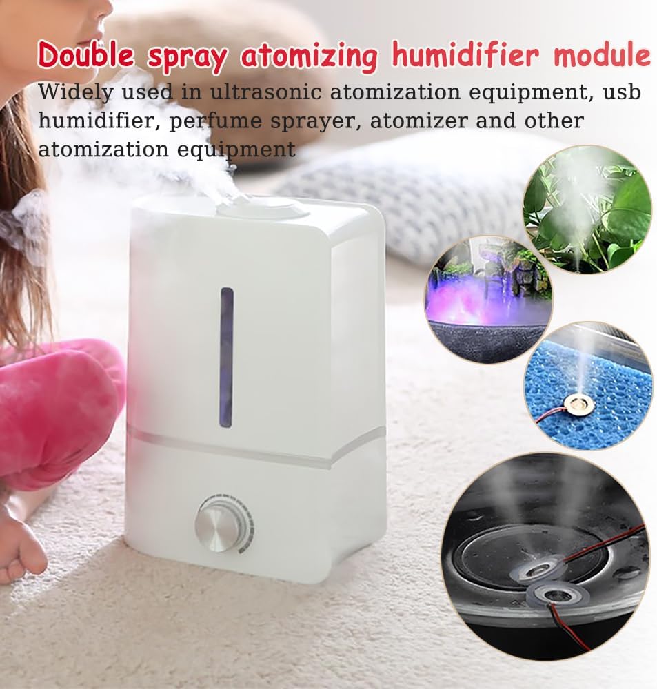 1Pcs DIY Dual Spray Switch Control Atomization Plate, 5V 2-3W Microporous Atomizer Board for USB Humidifier
