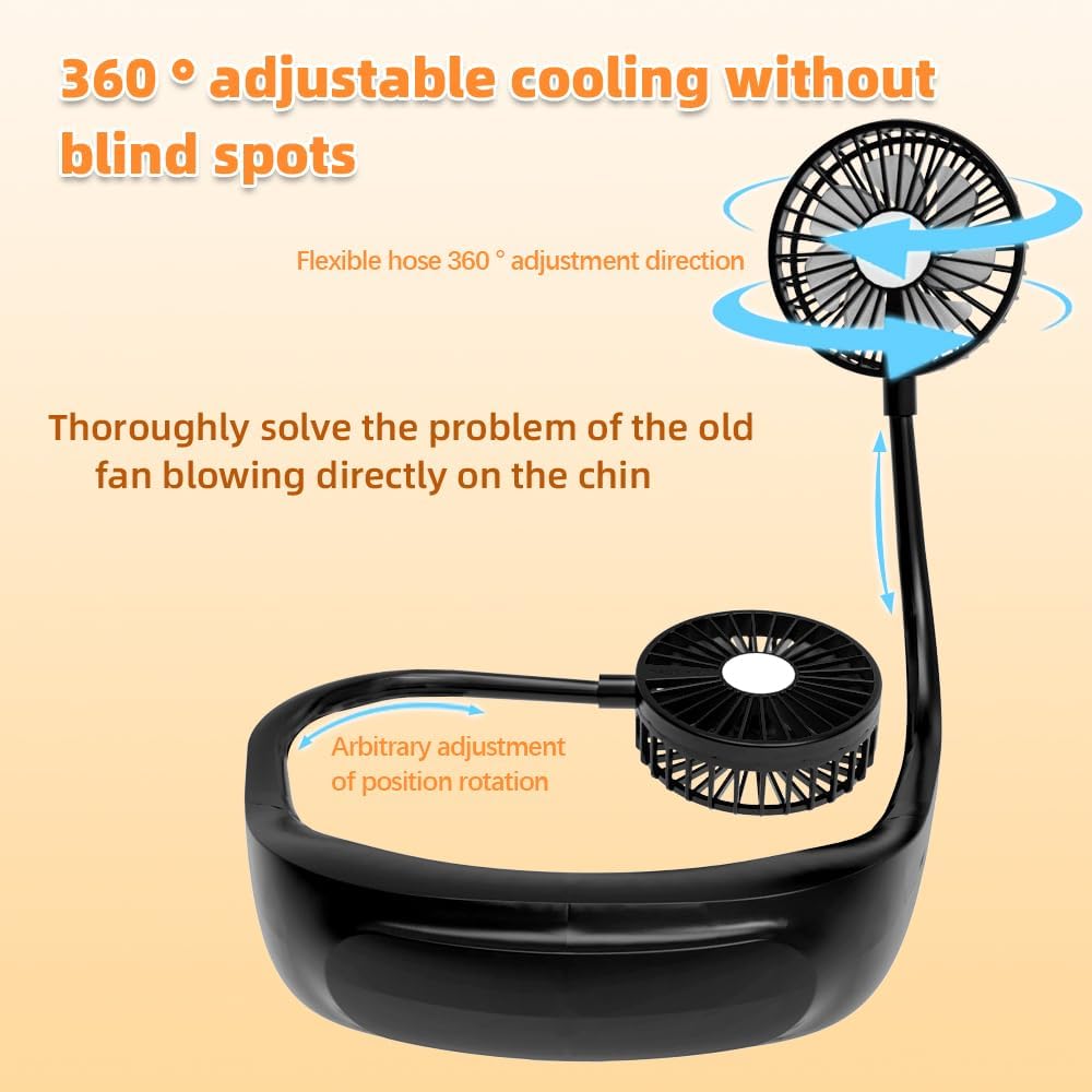 Portable Neck Fan, 360° Cooling Hands-Free Fan, 8000 mAh Battery Operated Quiet Wearable Personal Fan