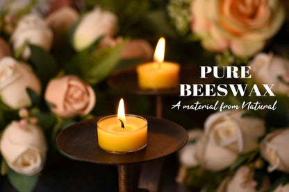 36 Pack Natural Yellow Pure Beeswax Tealight Candles - Clear Cup Organic Small Candle Unscent Smokeless Clean Burning