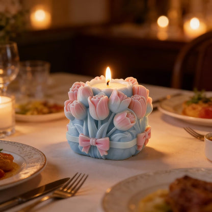 3D Tulip Bouquet Flower Silicone Mold for Scented Candles Handmade Soap Making Tulip Bouquets Cylinder Flower Molds Silicone Candle Molds for Candle Making Supplies Floral Decor Plaster Resin Mold