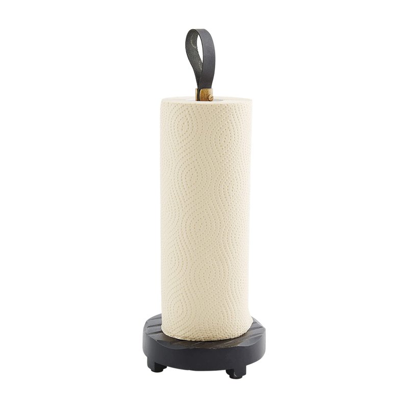 Mud Pie Paper Towel Holder, Black, 15 1/4" x 5 1/2" Dia