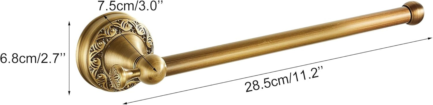 Antique Bronze Brass Hand Towel Bar, Rustproof Wall Mounted Towel Rack Hanger with Pattern Carving Design