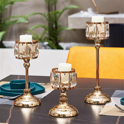 cfycfy987 Candelabra 3 Pcs Simple Iron Glass Candlestick Modern Table Decoration Ornaments Candle Holder Gift Candle Sticks Holder(Gold)
