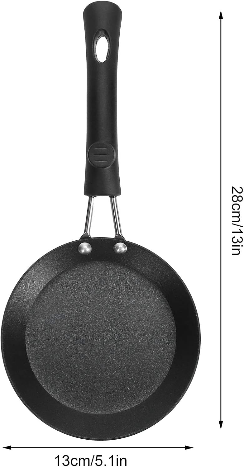 5 Inch Small Frying Pan, Mini Nonstick Durable Skillet, Refined Iron Omelet Pan for Kitchen and Outdoor Cooking
