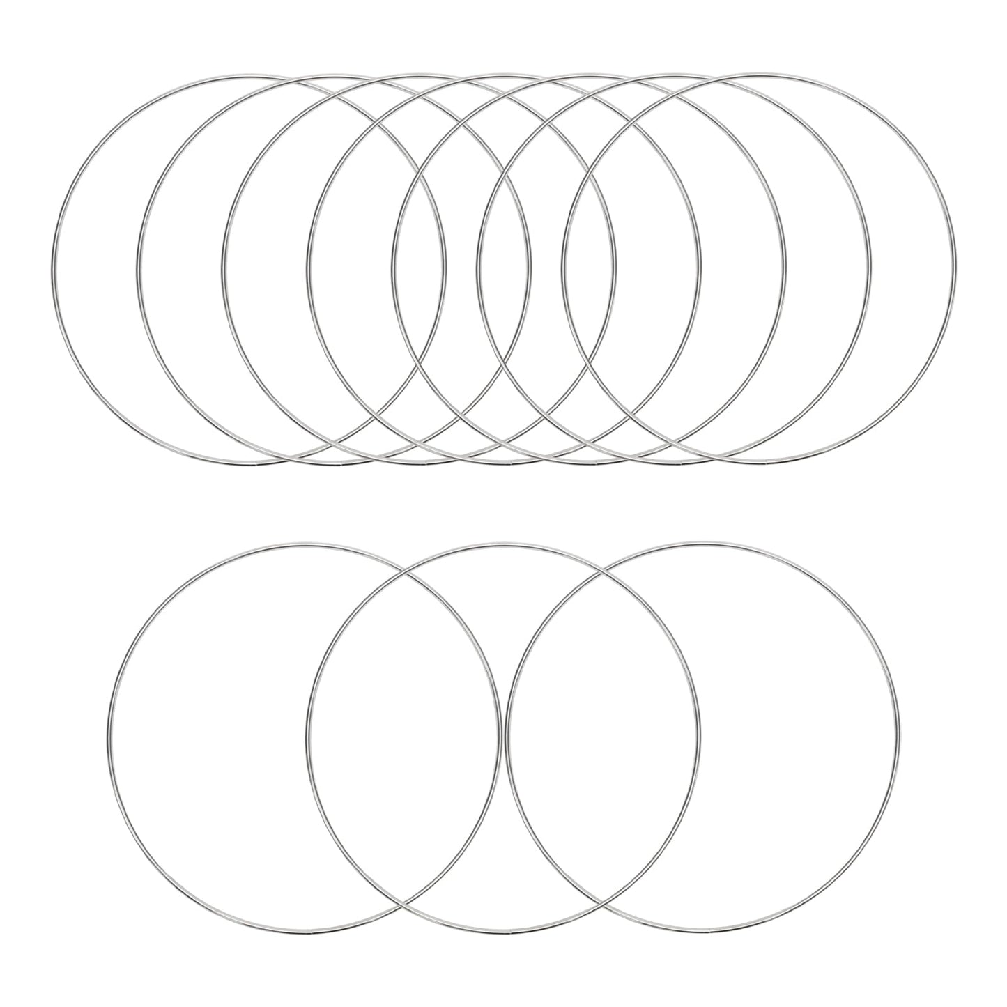 Pocoxll 10 Pcs 10 Inch Metal Hoops for Crafts, Dream Catcher Rings, Wire Wreath Frame Floral Hoop Rings for Wedding Wreath Decor and DIY Wall Hanging Crafts(Silver)