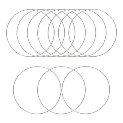 Pocoxll 10 Pcs 10 Inch Metal Hoops for Crafts, Dream Catcher Rings, Wire Wreath Frame Floral Hoop Rings for Wedding Wreath Decor and DIY Wall Hanging Crafts(Silver)