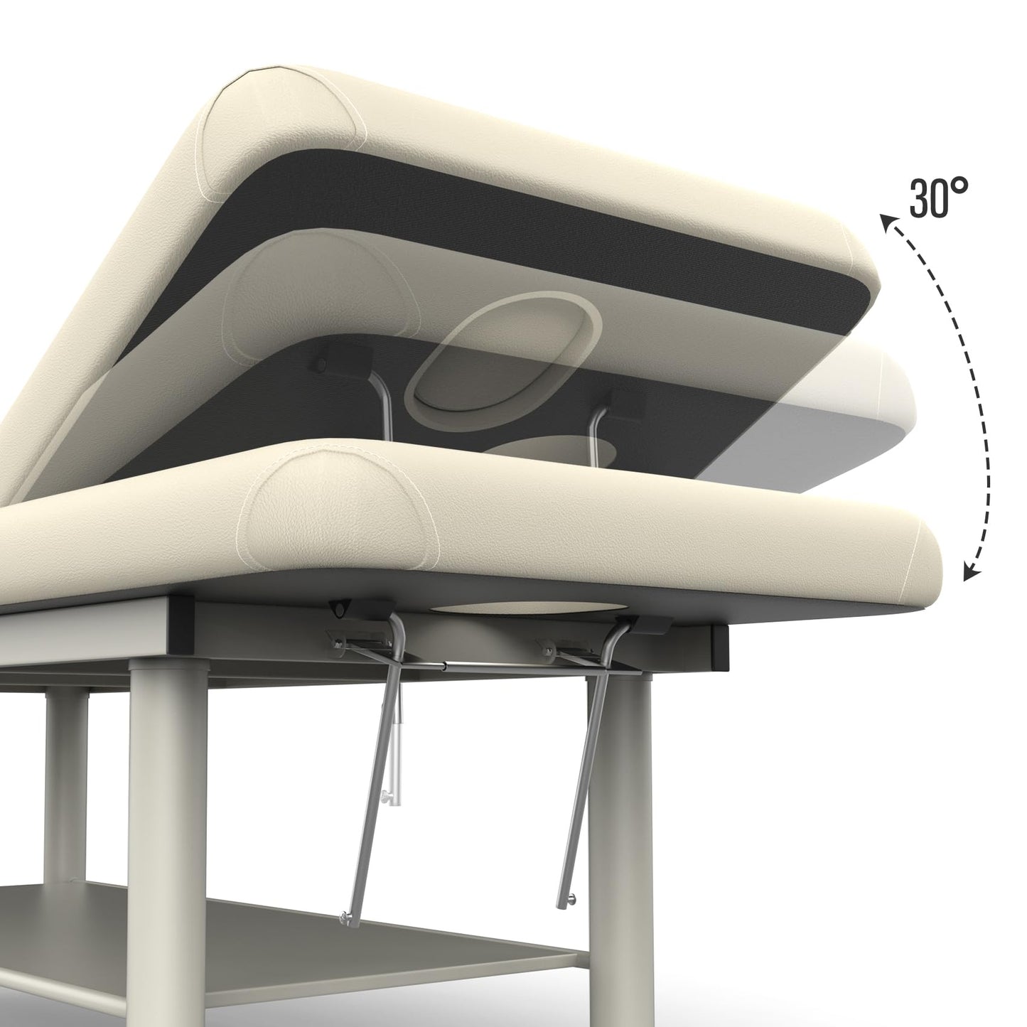 Heavy Duty Professional Stationary Massage Bed Wide Stationary Massage Table with Backrest for Treatment Table Physical Therapy Table Spa Facial Bed, Metal Frame PU Leather (Integral Structure)