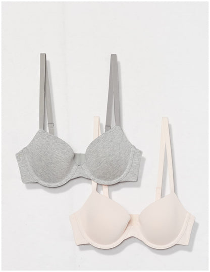 Amazon Essentials Women's Demi Cup Cotton Bra, Pack of 2