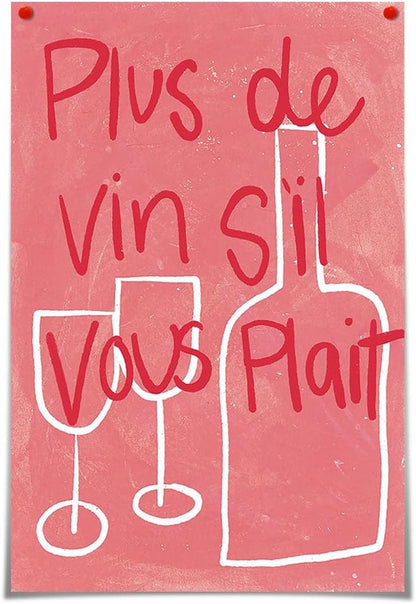 zphvaqd 24 36 Pink Canvas Wall Art Print Wine Pictures Feminist Posters French posterTrendy Teen Girl Funky Home Decor