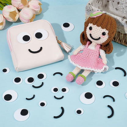 PH PandaHall 120 Sets Felt Eyes with Mouths 3 Sizes Round Craft Eye Felt Mouth Crochet Eyes Patches Black Craft Mouth Amigurumi Eye for Plush Animal Puppet Teddy Bear Crochet Crafts Making