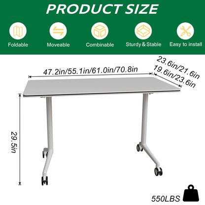 6 Pack Conference Room Tables,Mobile Folding Conference Table with Wheels,Modern Training Locking Rolling Meeting Conference Tables with Flip-Top for Office Classroom Business,6-12 Person,61IN