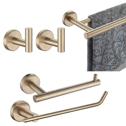 JQK Bathroom Hardware Set, 5-Piece Bath Accessories Set Champagne Bronze Wall Mount Includes 24 in Towel Bar, 9 in HT Bar, TP Holder, Towel Hook x 2, BAS105-CB