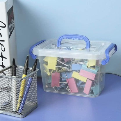 Morcte 1.5 L Mini Plastic Storage Bin - Clear Small Latch Box, Pack of 6