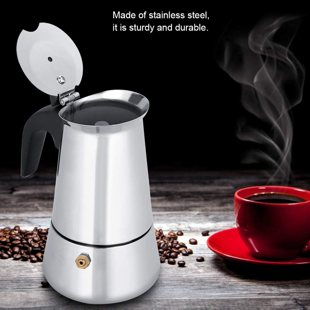Haofy Portable Stainless Steel Coffee Pot Maker, Mocha Brewing Tool (100ml)