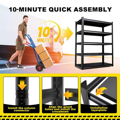 Set of 6 All Metal Garage Shelving - 2050 lbs 5 Tier Storage Shelves, Adjustable Heavy Duty Metal Shelving Unit and Storage Large Rack, Utility Steel Shelf for Warehouse Industrial Pantry 71"x46"x20"