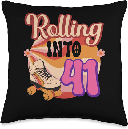 In-line Skates Towards 1985 Rolling Into 41 Throw Pillow, 16x16, Multicolor