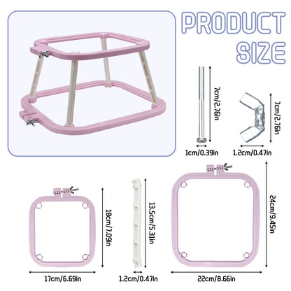 2-Layer Small Embroidery Hoop Stand, Square Hands Free Embroidery Frame for DIY Crafts, ABS Plastic Cross Stitch Hoop Holder for Craft Sewing, Needlework (Purple)