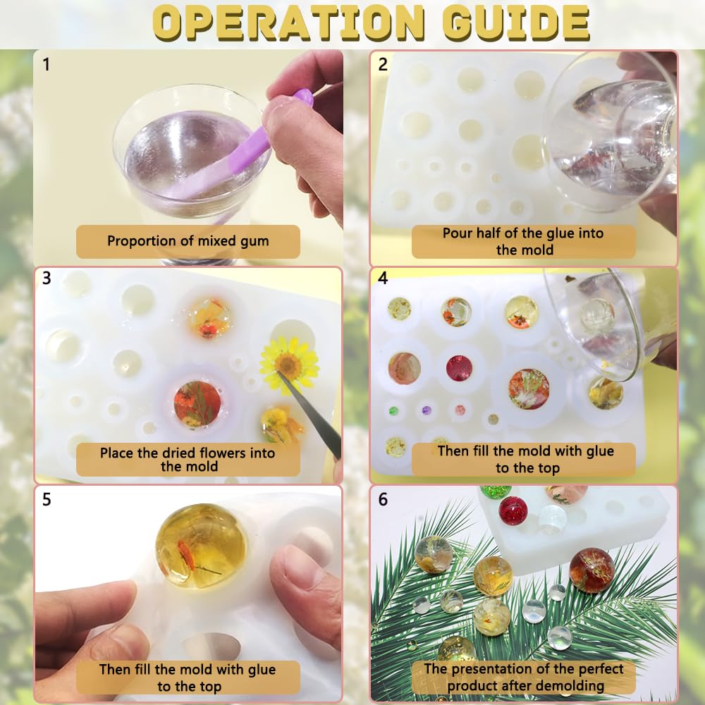 AFUNTA 3 PCS Sphere Resin Molds for Jewelry, 3D Round Ball Silicone Molds for Resin, Universe Spheroid Pendant Casting Molds for Flowers Preservation,Soap,DIY Crafts Making