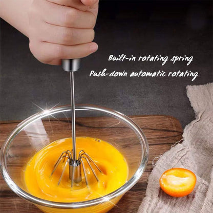 Stainless Steel Egg Whisk, Hand Push Rotary Blender, Versatile Milk Frother for Blending and Whisking