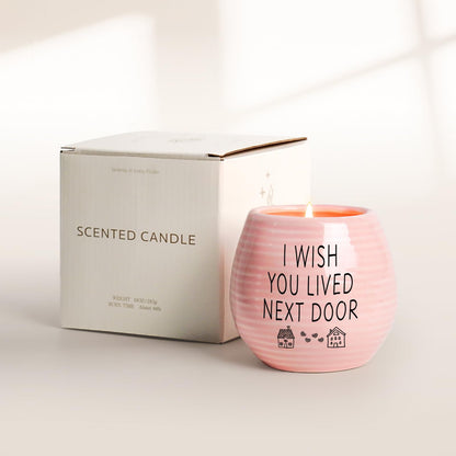 Best Friend Birthday Gifts for Women, Birthday Gifts for Women, BFF, Bestie, Her, Best Friend, 10 Oz Handmade Ceramic Candle Jar, I Wish You Lived Next Door, Lavender Candles, Long Distance Gift