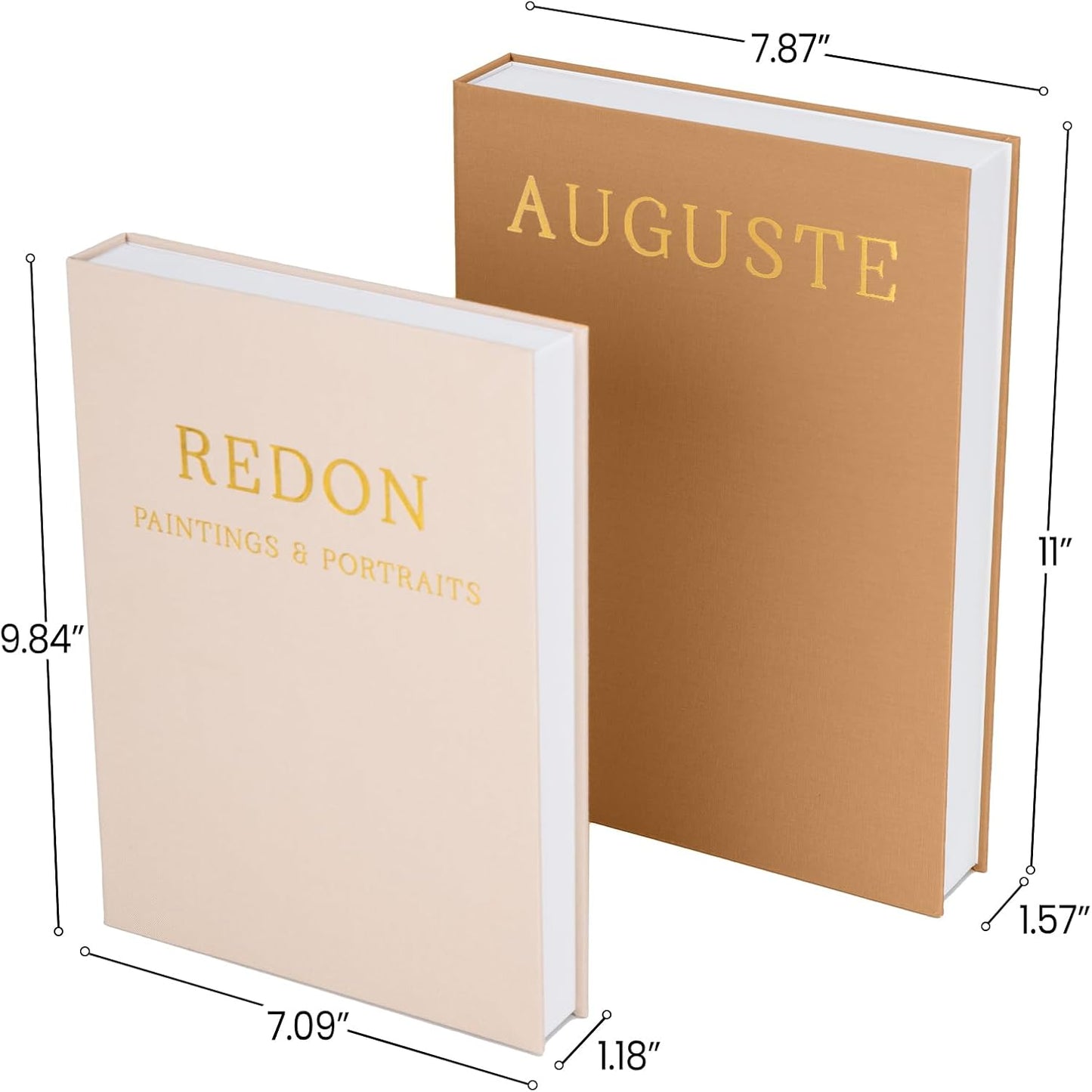 Braveriky Set 2 Aesthetic Decorative Books - Ideal for Coffee Table, Bookshelf & Mantle Decor - of Linen Fake Book