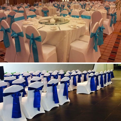 Skiennix Wedding Satin Chair Sashes - Elegant Gold Bows for Events | 7x108 Inch, Pack of 50