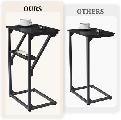 NEFROM Set 2, ET-D-BKW2 C-Shaped End Tables, Sofa TV Trays of Small Couch Side Table for Living Room, Bedroom, Bedside