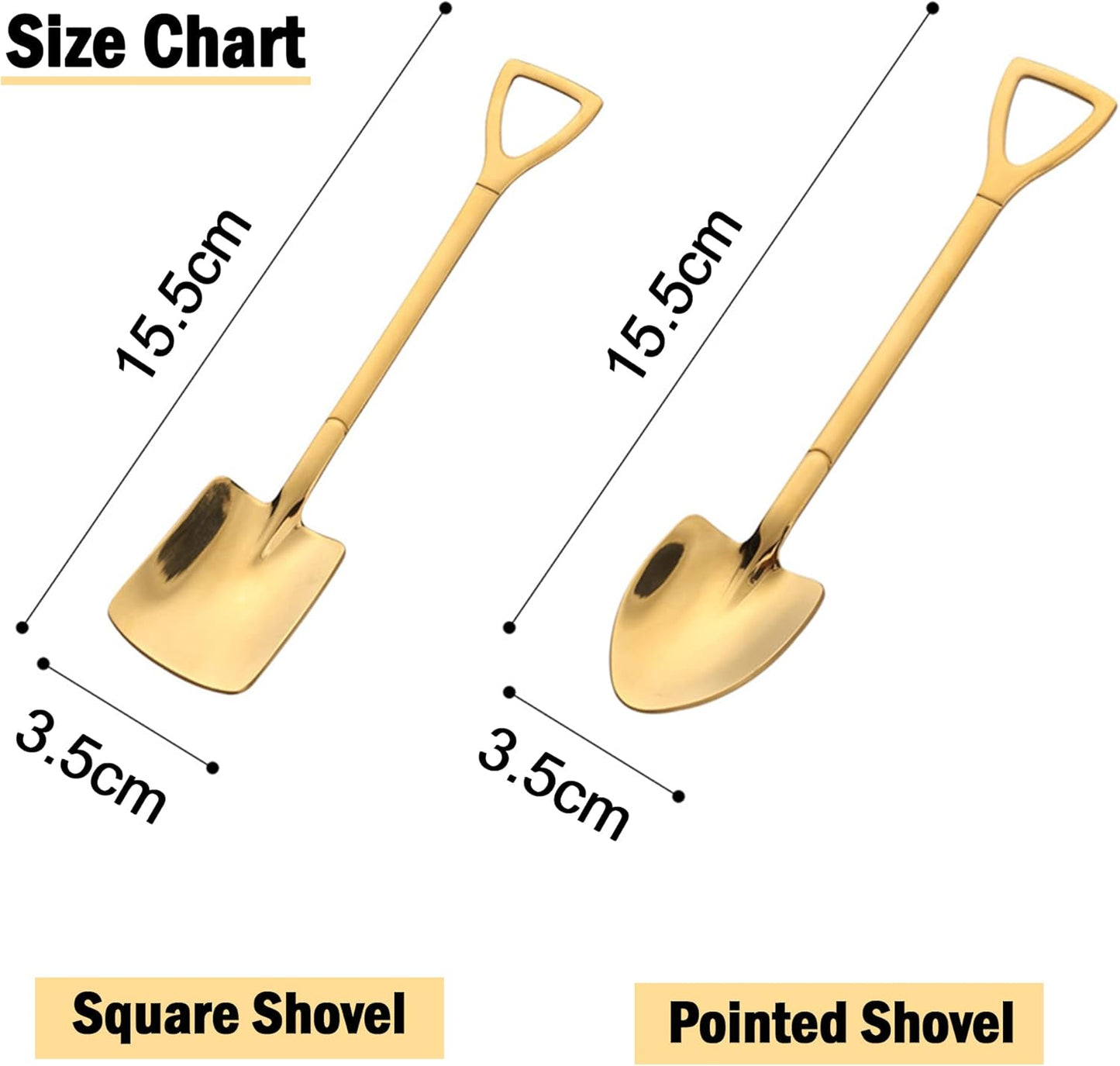 4pcs Gold Shovel Shape Dessert Spoons, Mini Long Handle Ice Cream Coffee Afternoon Teaspoon