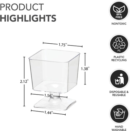 2 oz. Stemmed 20-Count Party Essentials Mini Disposable Plastic Small Portion Ice Cream/Dessert/Yogurt/Parfait Sample