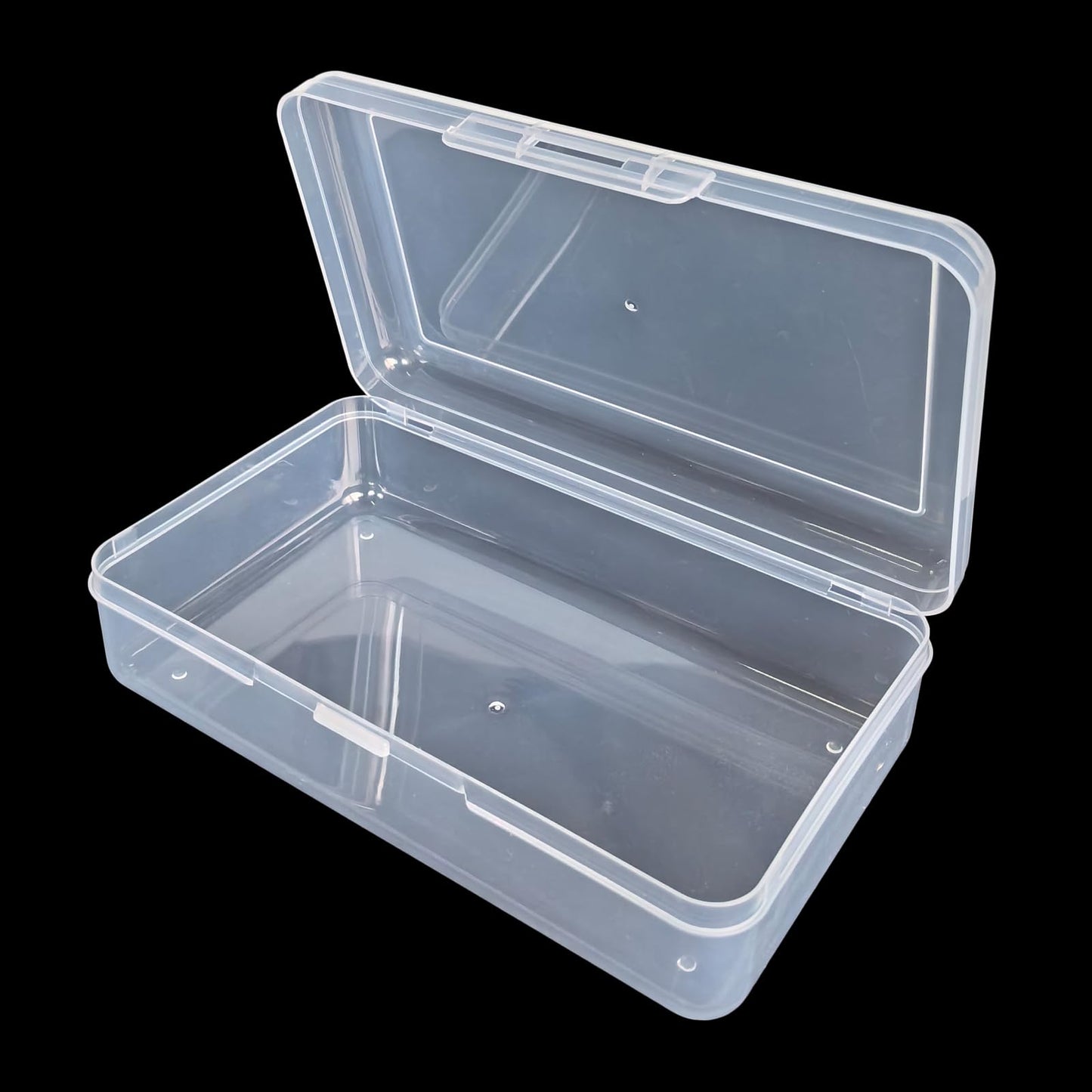 Thintinick 4 Pack Rectangular Clear Plastic Storage Containers Box with Hinged Lid for Beads and Other Small Craft Items (8 x 4.7 x 2.3 inch)