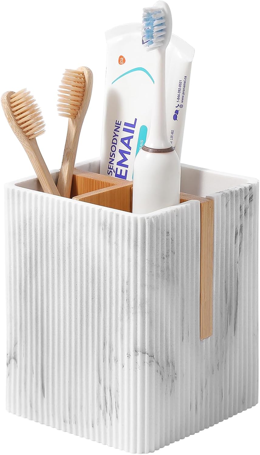 rejomiik Toothbrush Holders for Bathroom Countertop, 3 Slots Electric Toothbrush and Toothpaste Organizer