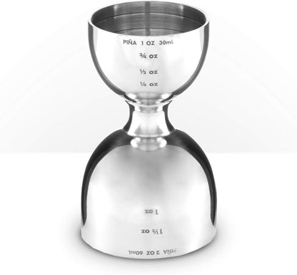 Piña Barware Stainless Steel Commercial 2oz. / 1oz. Bell Style Measuring Jigger Bar Tool - Mirror Polished Finish