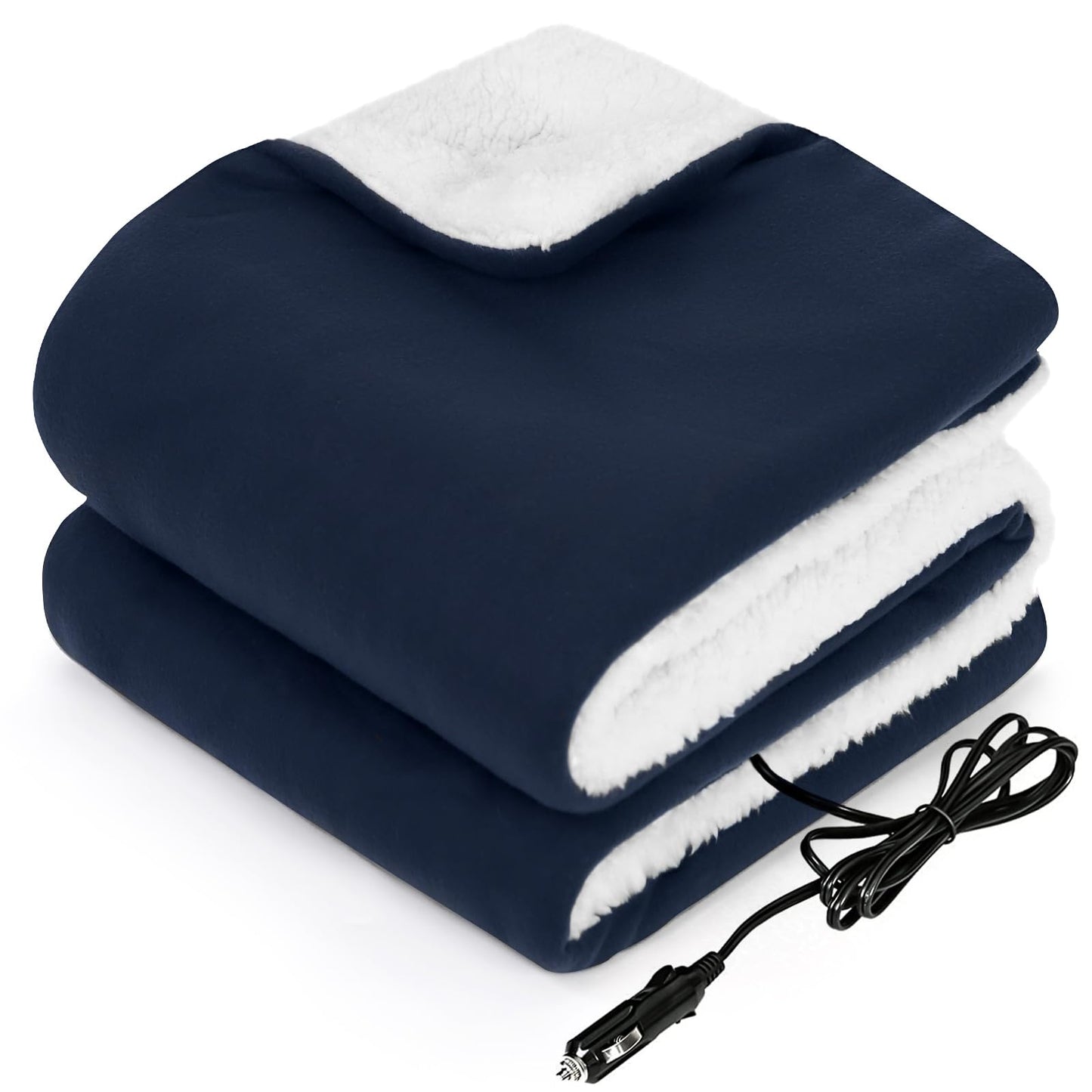 Sealy 12-Volt Heated Car Blanket, Portable Electric Blanket with 3 Heating Levels & 4 Hours Auto Off for Car, Truck, SUV, RV or Camping, Machine Washable, 59" X 43", Charcoal