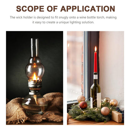 PRETYZOOM Wine Bottle Torch Kit Replacement Wicks with Torch Wick Holders and Lamp Covers 13.78 Inch for Outdoor Tiki and Garden Lantern DIY Projects